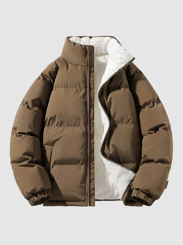 Men’s Puffer Jacket - Quilted Insulated Design - High Collar - Warm Lined Casual Wear