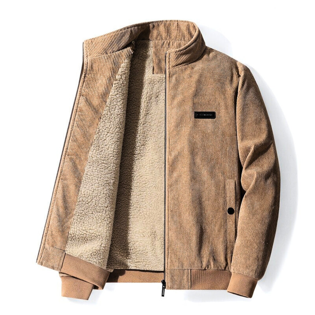 Men’s Corduroy Winter Jacket – Shearling Lined – Structured Fit – Ribbed Collar & Cuffs