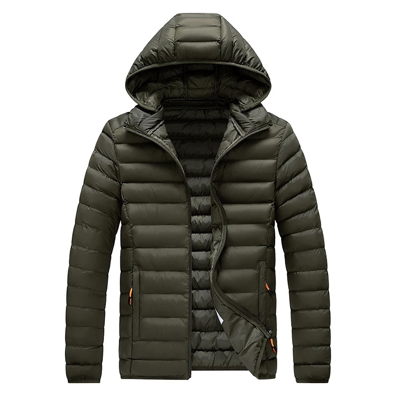 Men’s Quilted Jacket – Slim Fit – Lightweight Insulated – Hooded Water-Resistant
