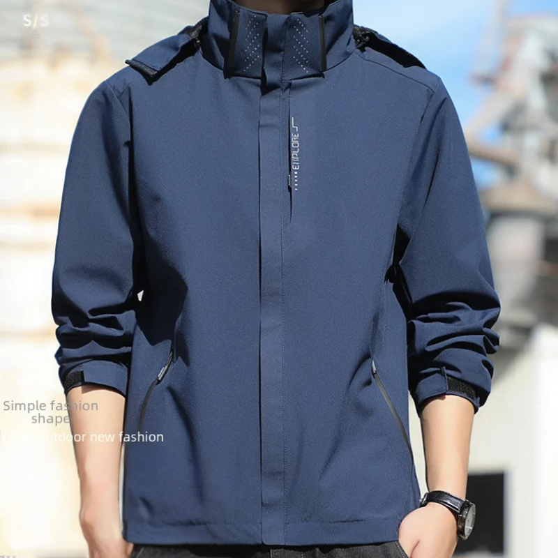 Men’s Raincoat – Regular Fit – Lightweight Waterproof – High Collar – Hip Length