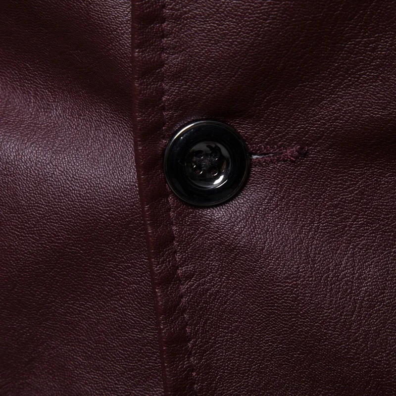 Men's Slim Fit Leather Jacket - Formal Two-Button Design, Stylish & Timeless