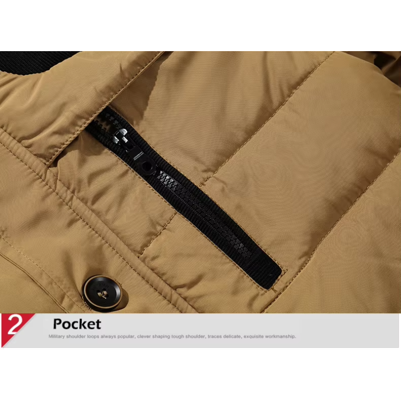 Men’s Parka Jacket – Detachable Fur Hood – Quilted Insulated – Water-Resistant