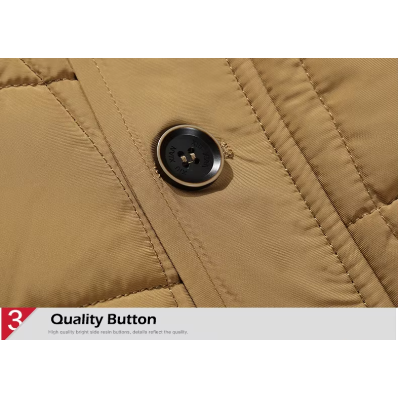 Men’s Parka Jacket – Detachable Fur Hood – Quilted Insulated – Water-Resistant