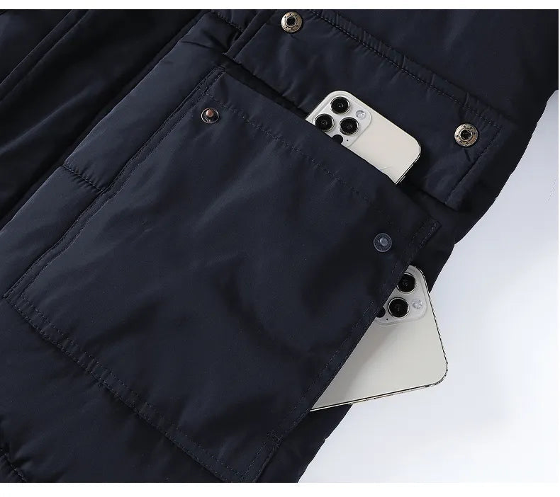 Men’s Padded Jacket – Mid-Length – Fur Hood – Quilted – Regular Fit – Weather-Resistant