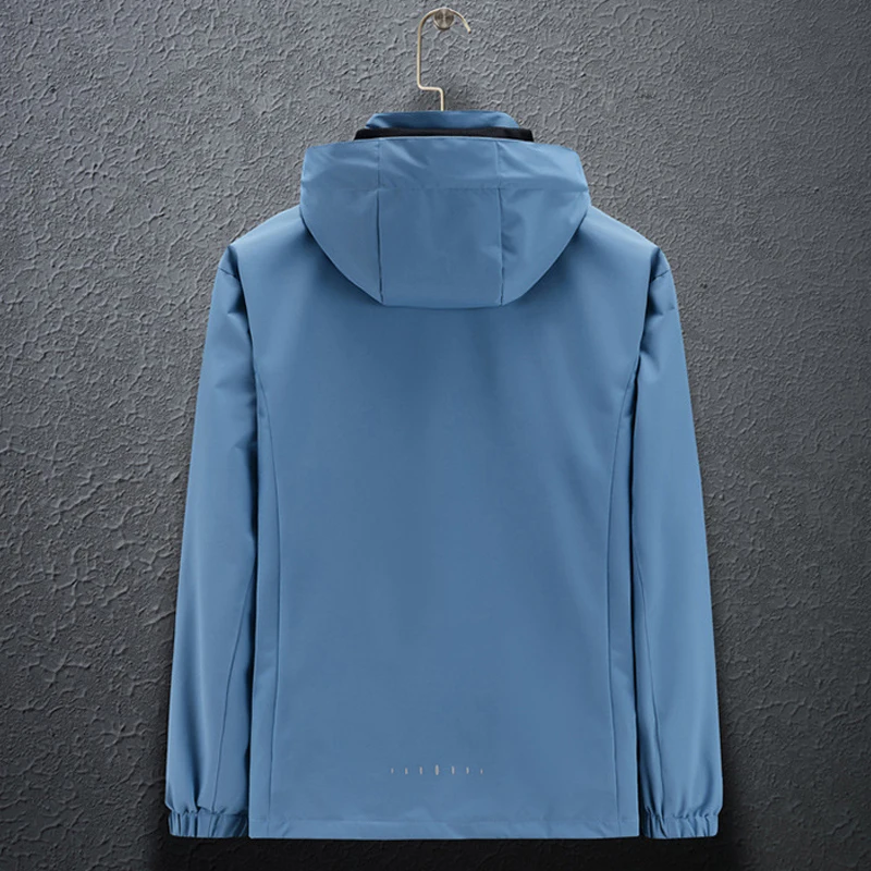 Men’s Waterproof Jacket – Breathable – Windproof – Adjustable Hood – Hip Length Fit