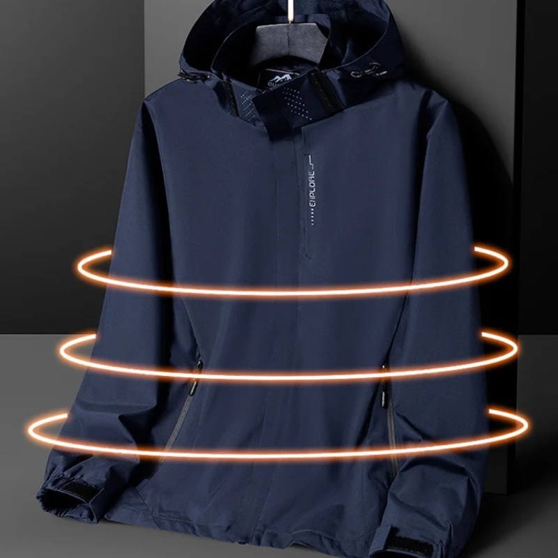 Men’s Raincoat – Regular Fit – Lightweight Waterproof – High Collar – Hip Length