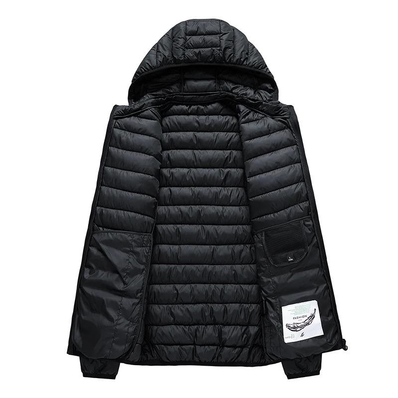 Men’s Quilted Jacket – Slim Fit – Lightweight Insulated – Hooded Water-Resistant