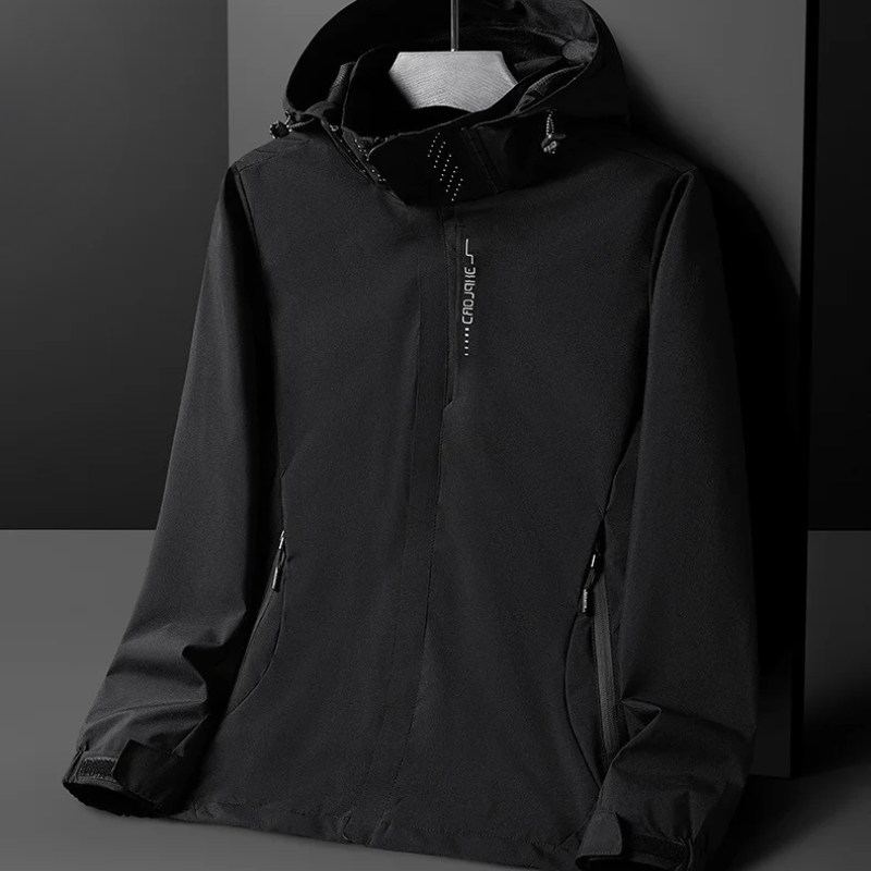 Men’s Raincoat – Regular Fit – Lightweight Waterproof – High Collar – Hip Length
