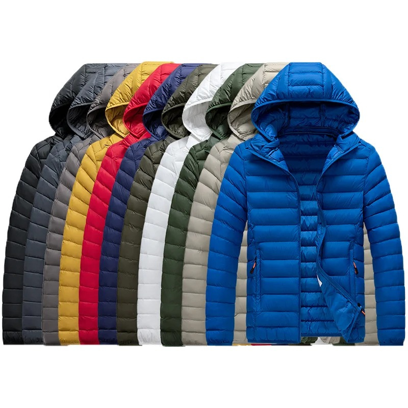 Men’s Quilted Jacket – Slim Fit – Lightweight Insulated – Hooded Water-Resistant
