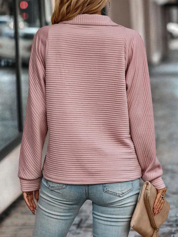 Women’s Quarter Zip Sweater – Ribbed Knit – Relaxed Fit – Soft Textured Casual Wear