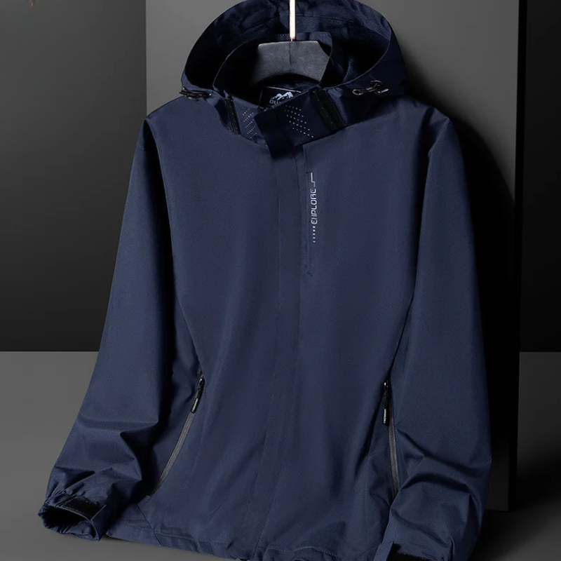 Men’s Raincoat – Regular Fit – Lightweight Waterproof – High Collar – Hip Length