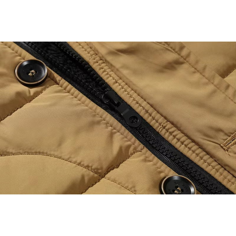 Men’s Parka Jacket – Detachable Fur Hood – Quilted Insulated – Water-Resistant