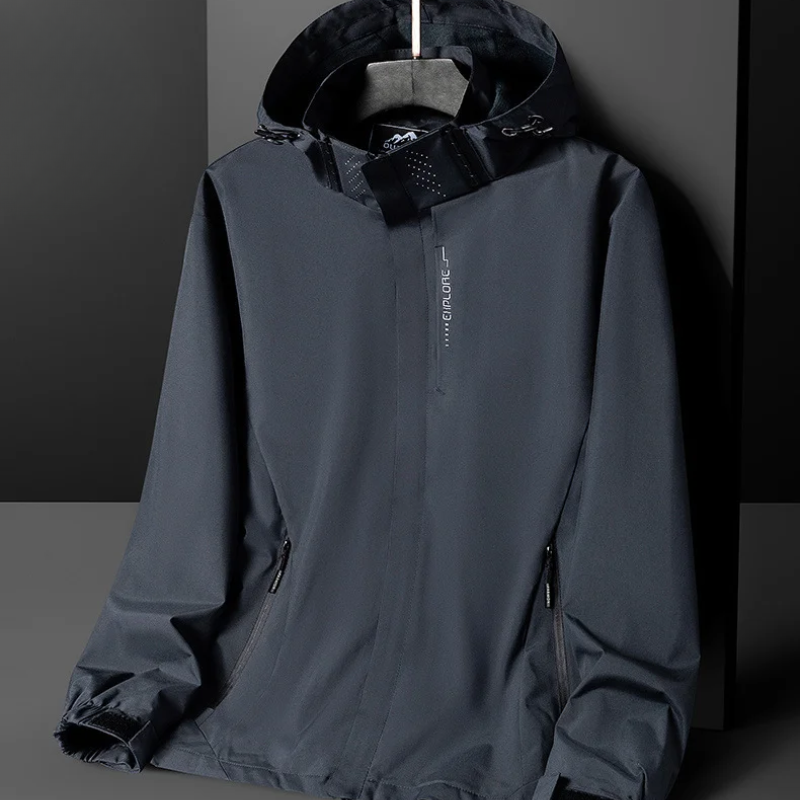 Men’s Raincoat – Regular Fit – Lightweight Waterproof – High Collar – Hip Length
