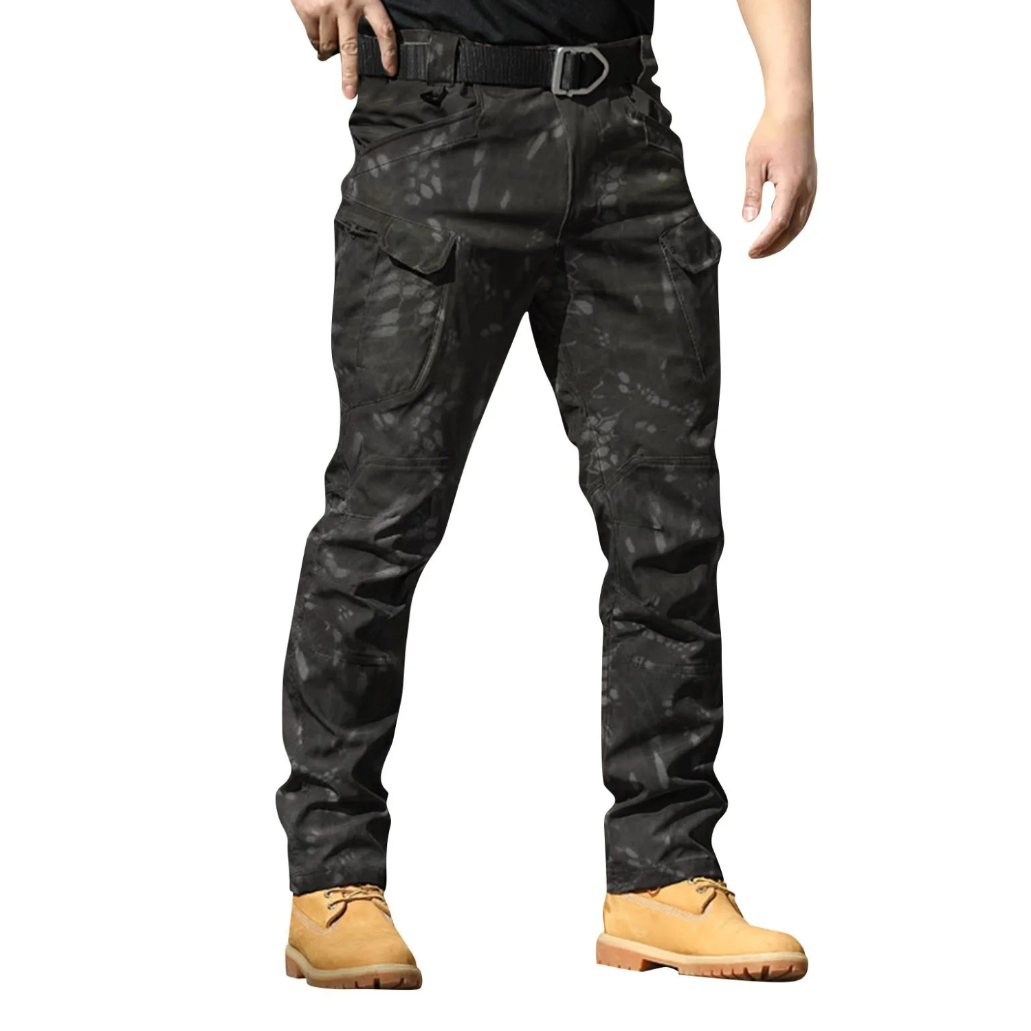 Men’s Cargo Trousers – Regular Fit – Multi-Pocket – Belted Waist – Reinforced Seams