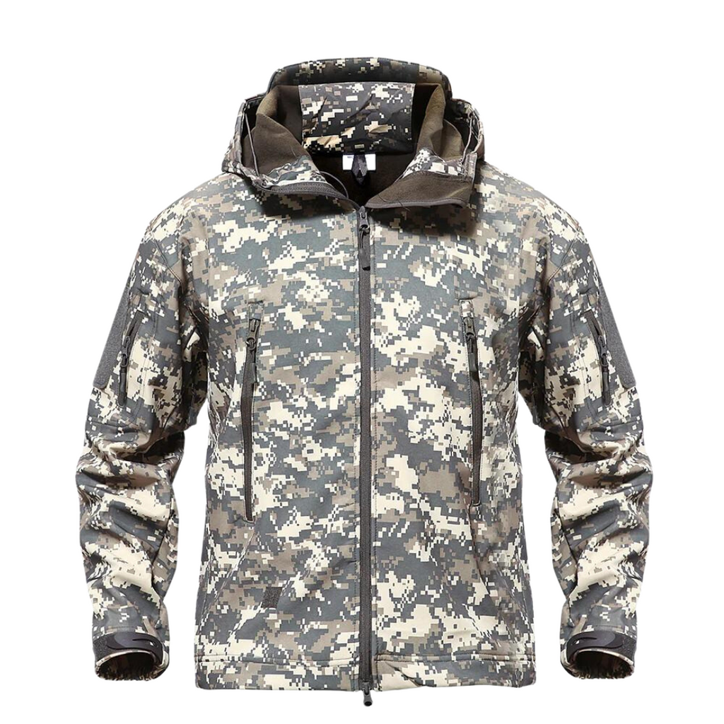 Men’s Softshell Jacket - Windproof - Adjustable Hood - Multiple Zipped Pockets