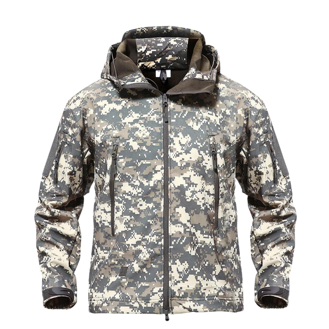 Men’s Softshell Jacket - Windproof - Adjustable Hood - Multiple Zipped Pockets