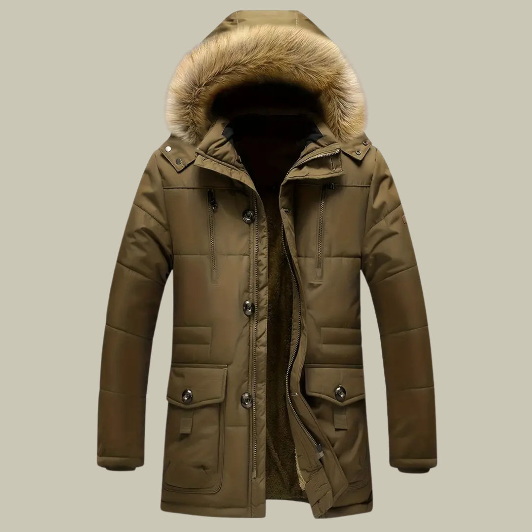 Men’s Parka Jacket – Faux Fur Lined – Water-Resistant – Quilted – Oversized Fit