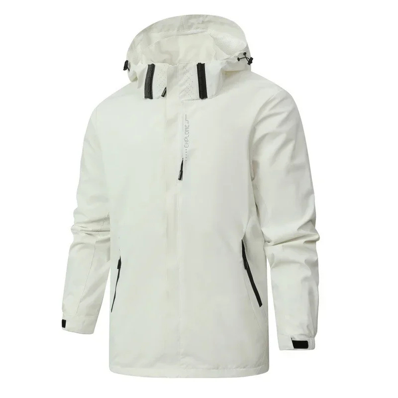 Men’s Waterproof Jacket – Breathable – Windproof – Adjustable Hood – Hip Length Fit