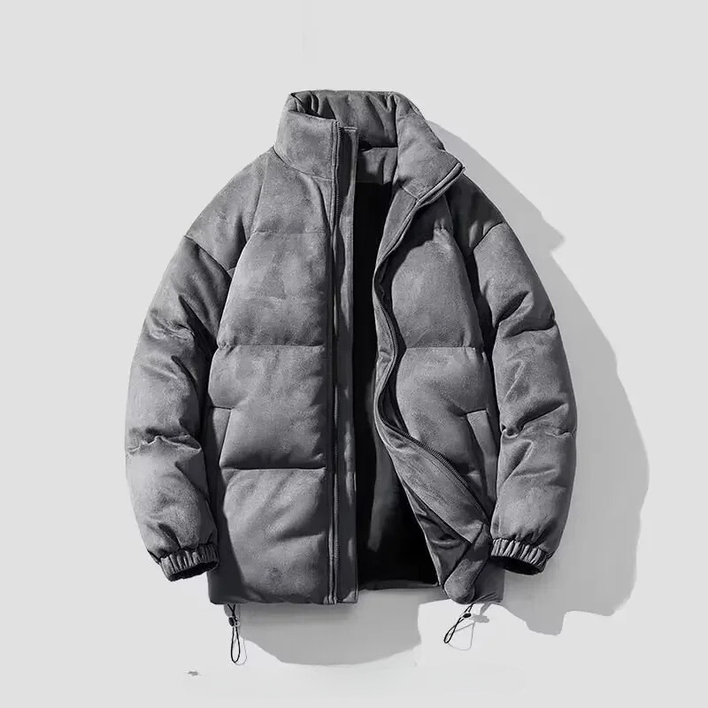 Men’s Puffer Jacket – Oversized Fit – Quilted – Drawstring Hem – High Collar