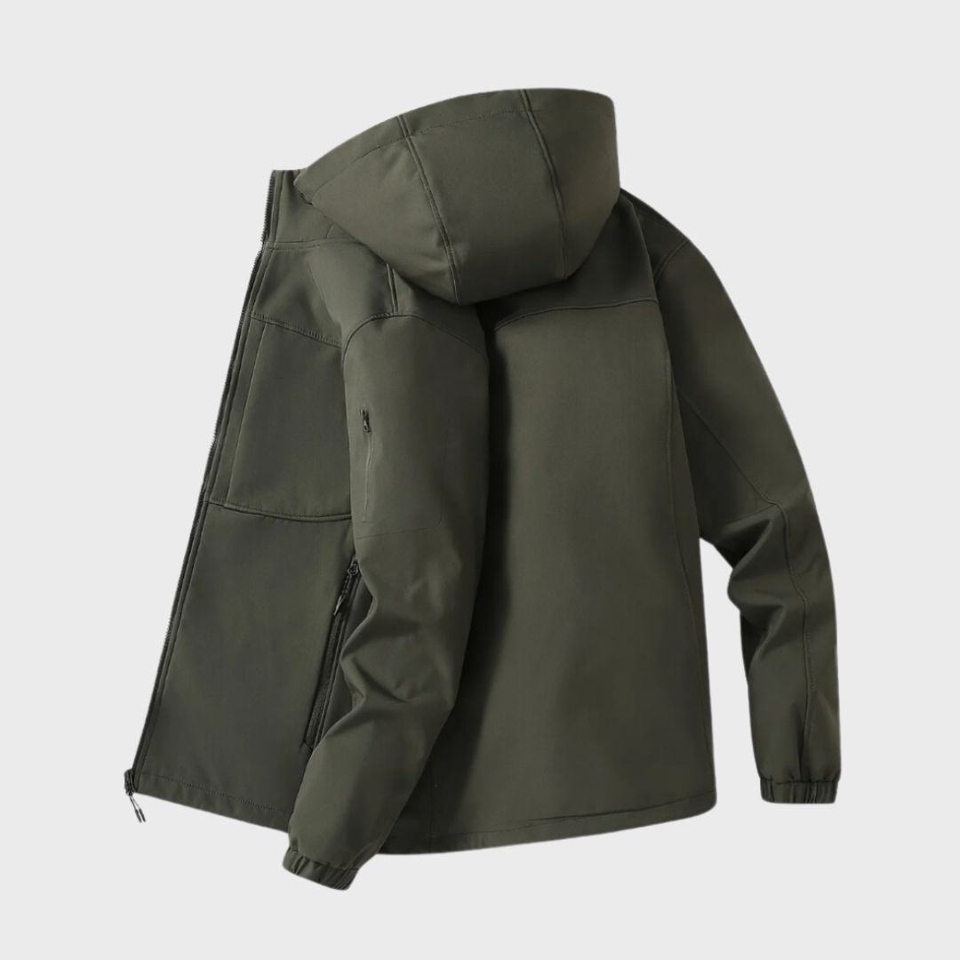 Men’s Waterproof Jacket – Hooded – Zip Pockets – Regular Fit – Wind Resistant