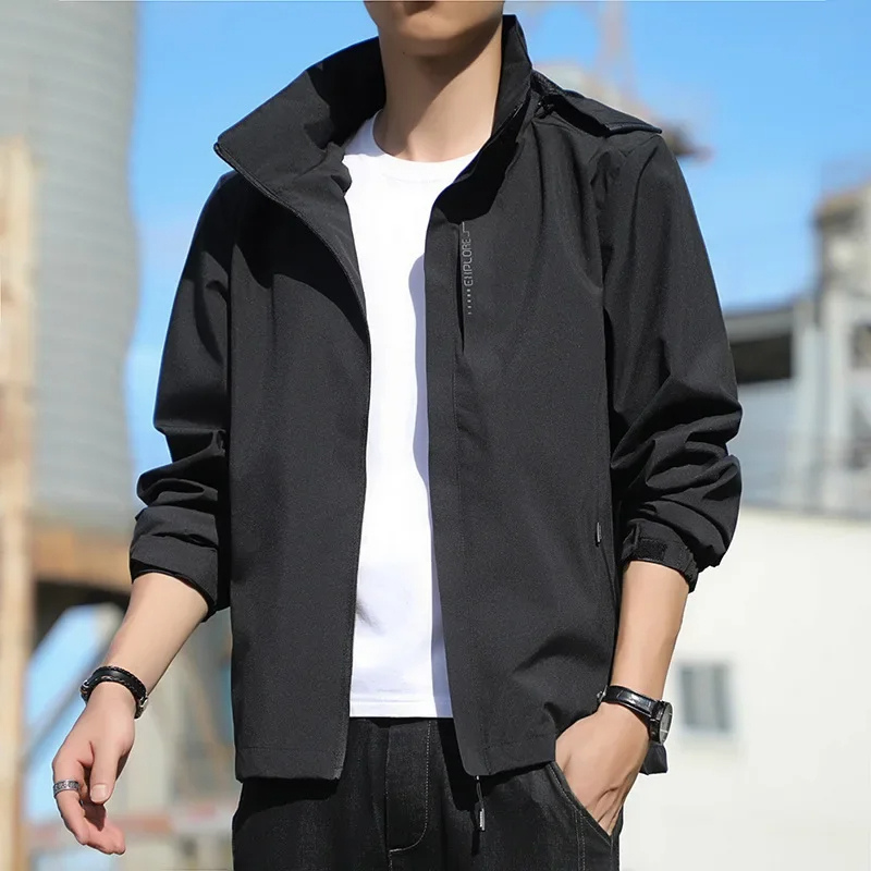 Men’s Raincoat – Regular Fit – Lightweight Waterproof – High Collar – Hip Length