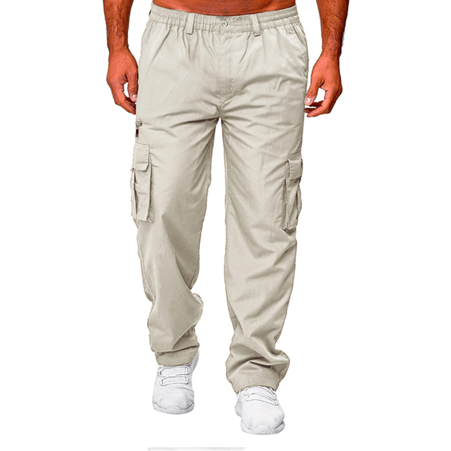 Men’s Cargo Trousers – Relaxed Fit – Multi-Pocket – Elastic Waist