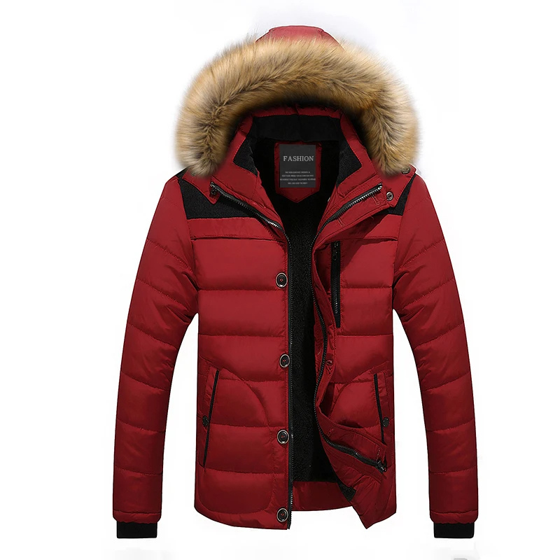 Men’s Parka Jacket – Detachable Fur Hood – Quilted Insulated – Water-Resistant