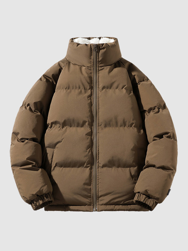 Men’s Puffer Jacket - Quilted Insulated Design - High Collar - Warm Lined Casual Wear