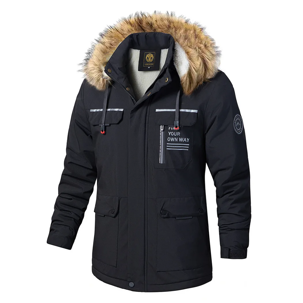 Men’s Puffer Jacket - Quilted Insulated Design - Zipper Closure - Removable Hood - Warm & Lightweight