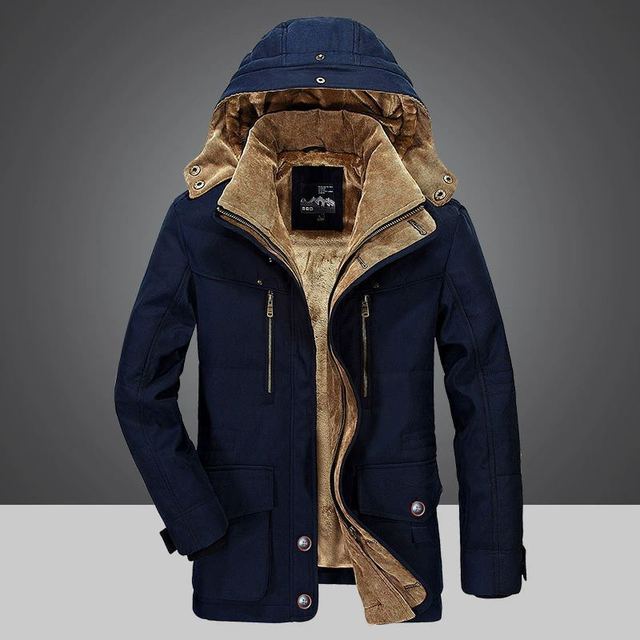 Men’s Winter Jacket - Warm Lined - Hooded - Multiple Pockets - Adjustable Cuffs