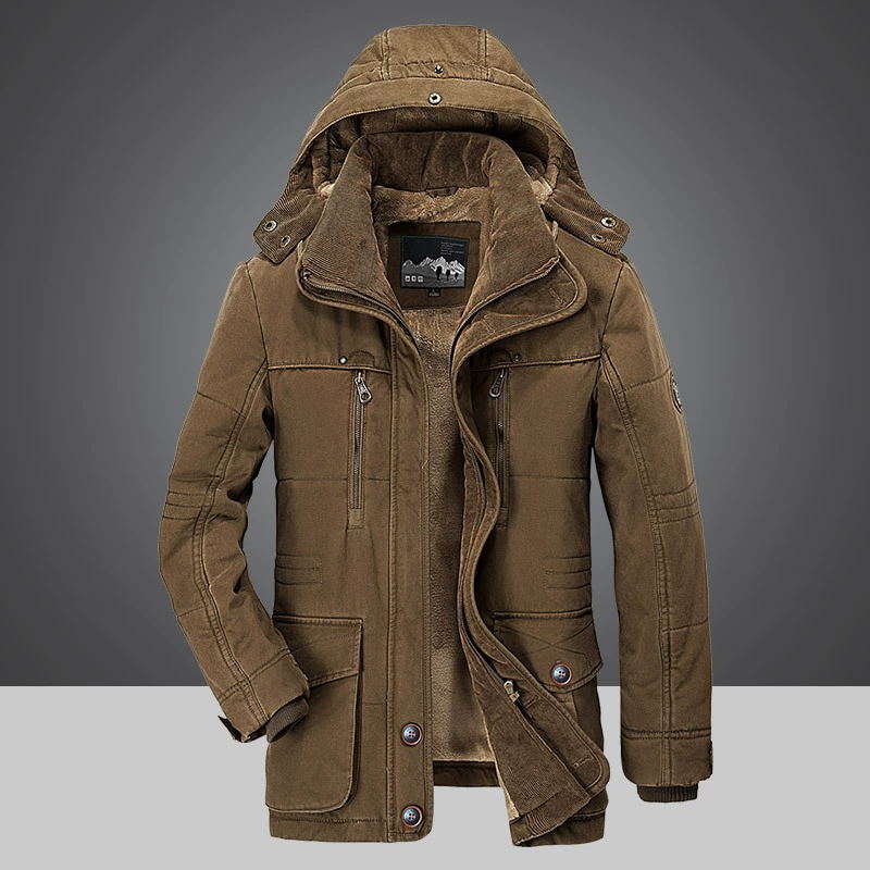 Men’s Parka Coat - Fur Lined - Detachable Hood - Insulated & Windproof