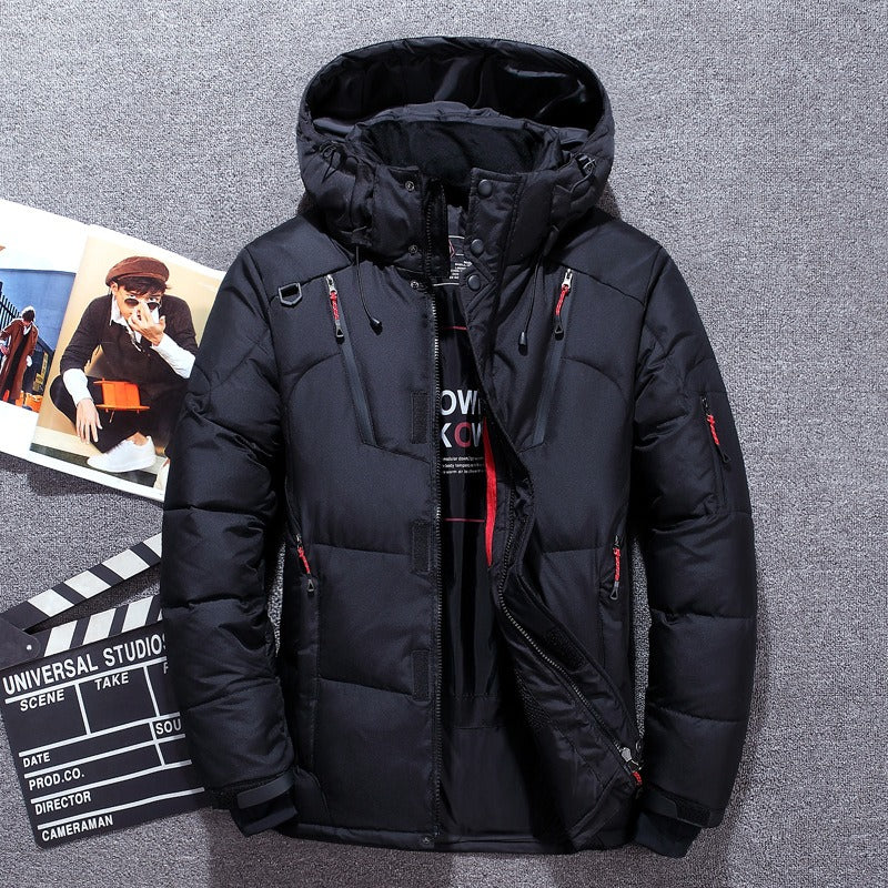 Men’s Jacket – Thick Structured Fit – Detachable Hood – Zipper Pockets – Outdoor Ready