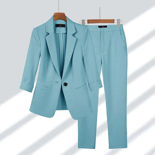 Women’s Blazer and Trouser Set – Tailored Fit – One Button – Office Wear
