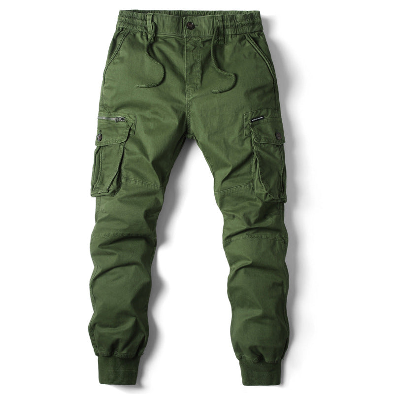 Men’s Cargo Trousers – Relaxed Fit – Cotton – Elastic Waist & Cuffs – Multi Pocket