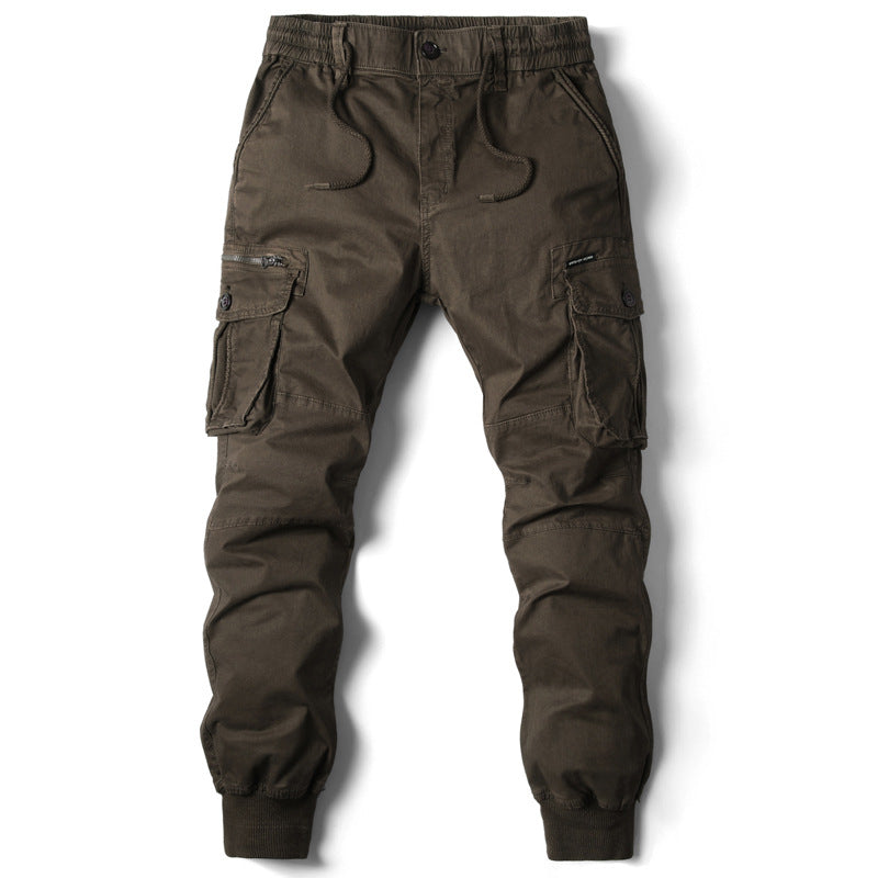 Men’s Cargo Trousers – Relaxed Fit – Cotton – Elastic Waist & Cuffs – Multi Pocket