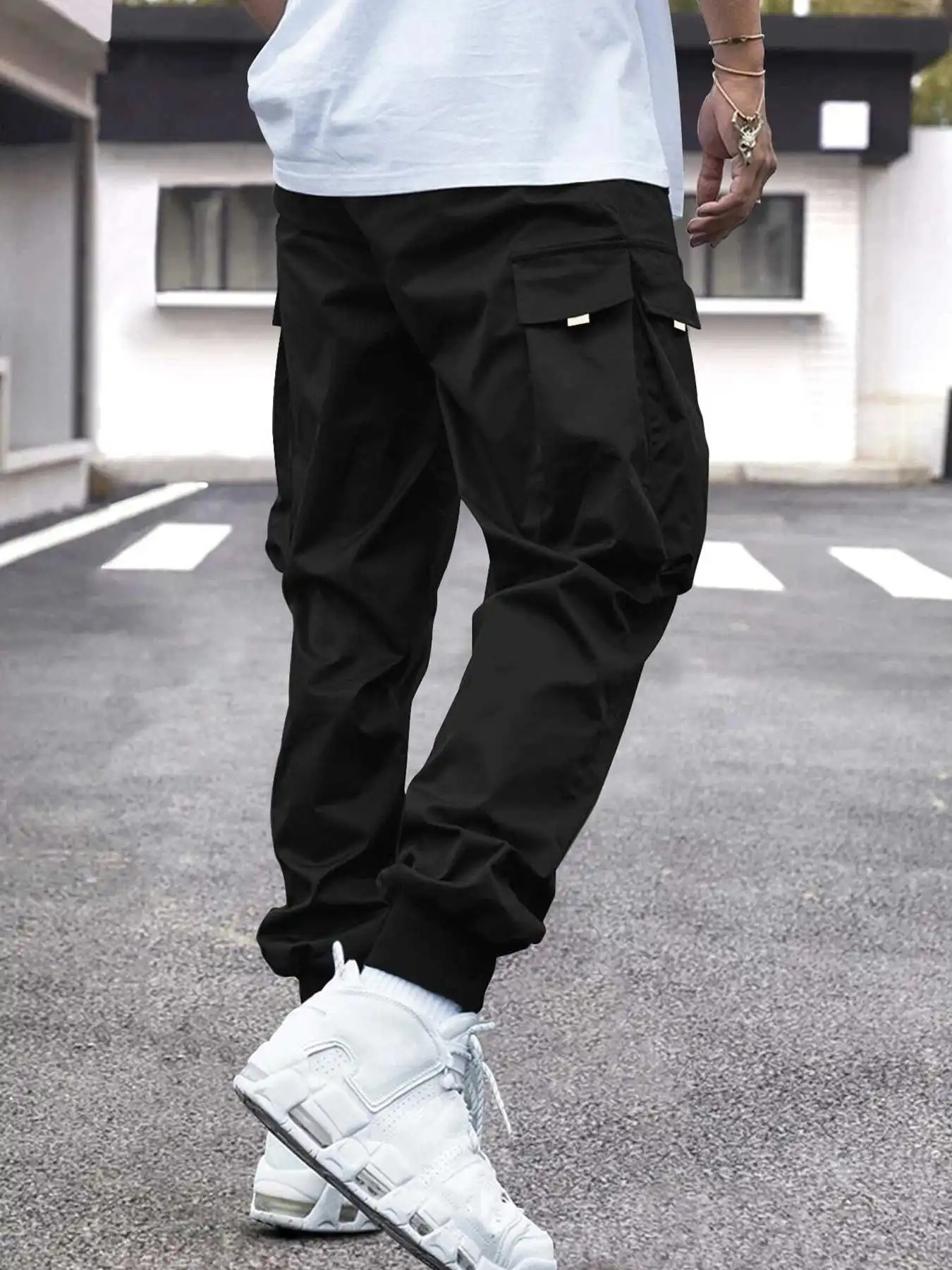 Men’s Cargo Jogger Trousers – Relaxed Fit – Drawstring Waist – Ribbed Cuffs – Multi-Pocket