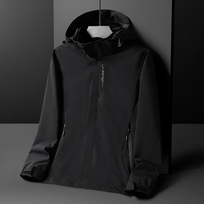 Men’s Raincoat – Regular Fit – Lightweight Waterproof – High Collar – Hip Length