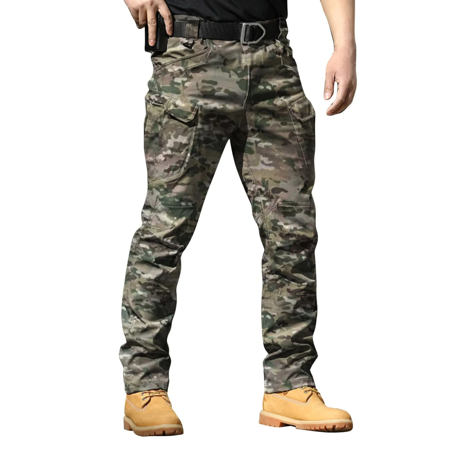 Men’s Cargo Trousers – Regular Fit – Multi-Pocket – Belted Waist – Reinforced Seams