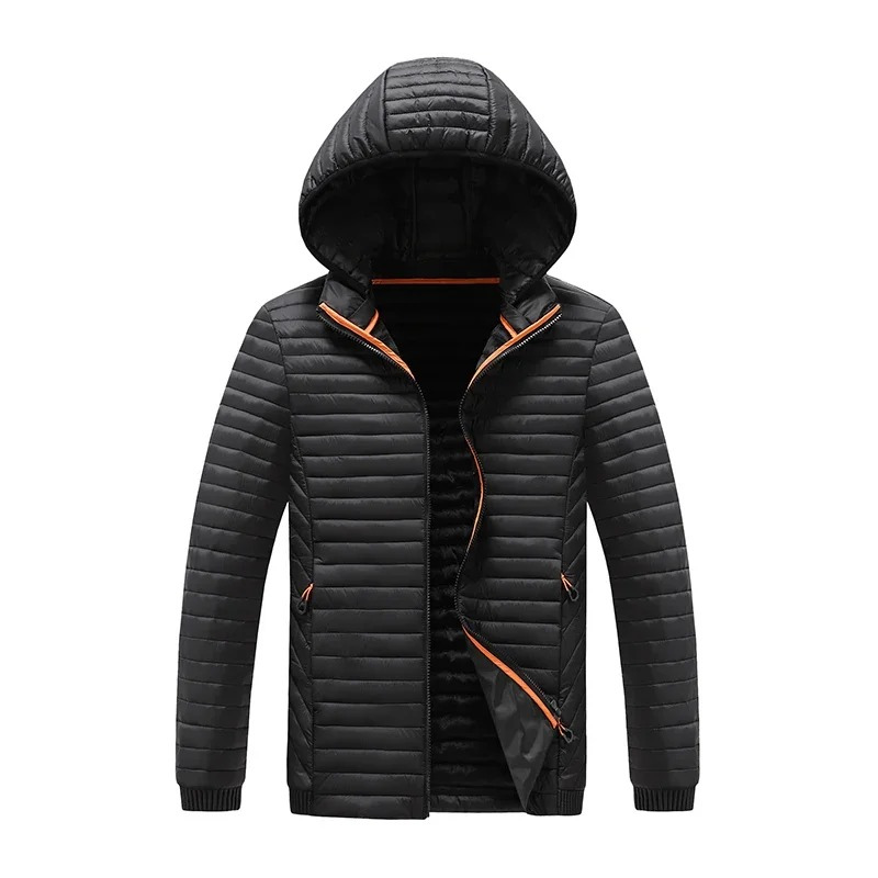 Men’s Quilted Jacket – Regular Fit – Hooded – Lightweight Padded Casual Outerwear