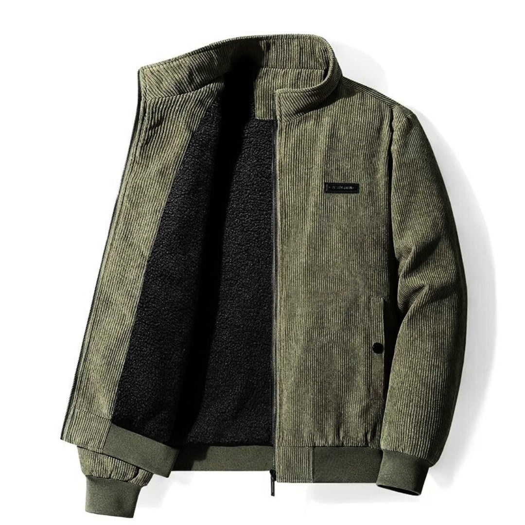 Men’s Corduroy Winter Jacket – Shearling Lined – Structured Fit – Ribbed Collar & Cuffs