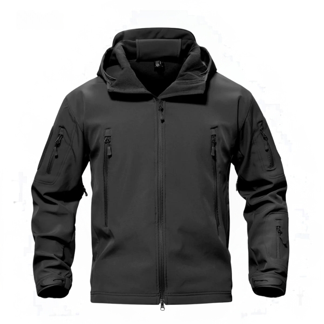 Men’s Softshell Jacket - Windproof - Adjustable Hood - Multiple Zipped Pockets