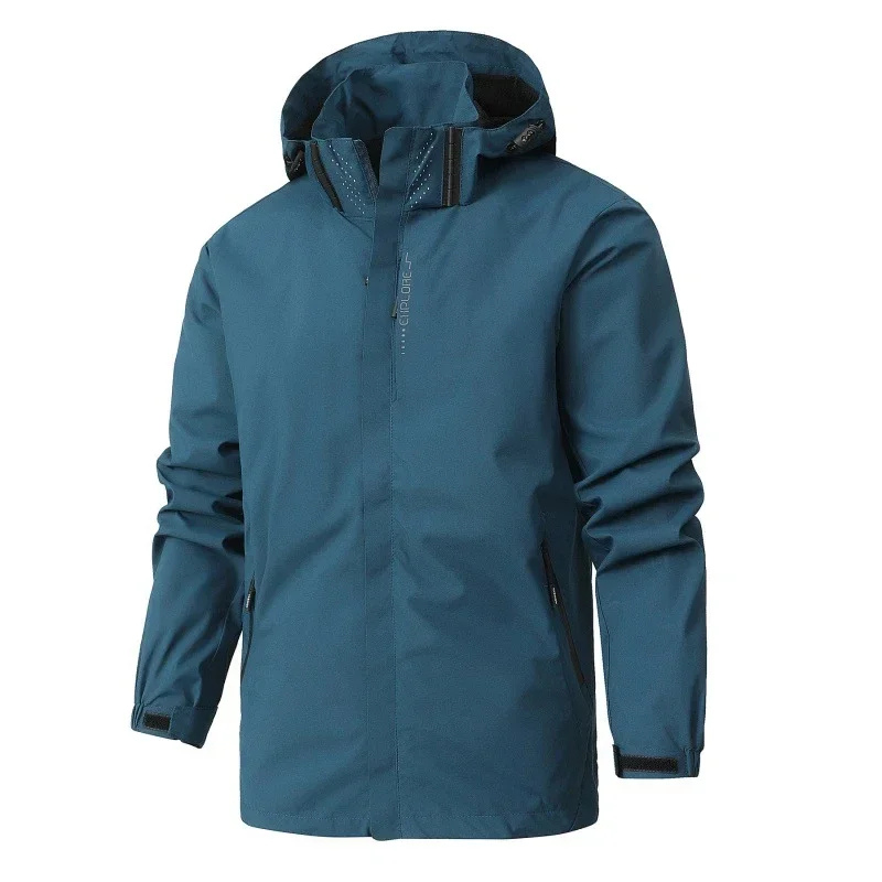 Men’s Waterproof Jacket – Breathable – Windproof – Adjustable Hood – Hip Length Fit