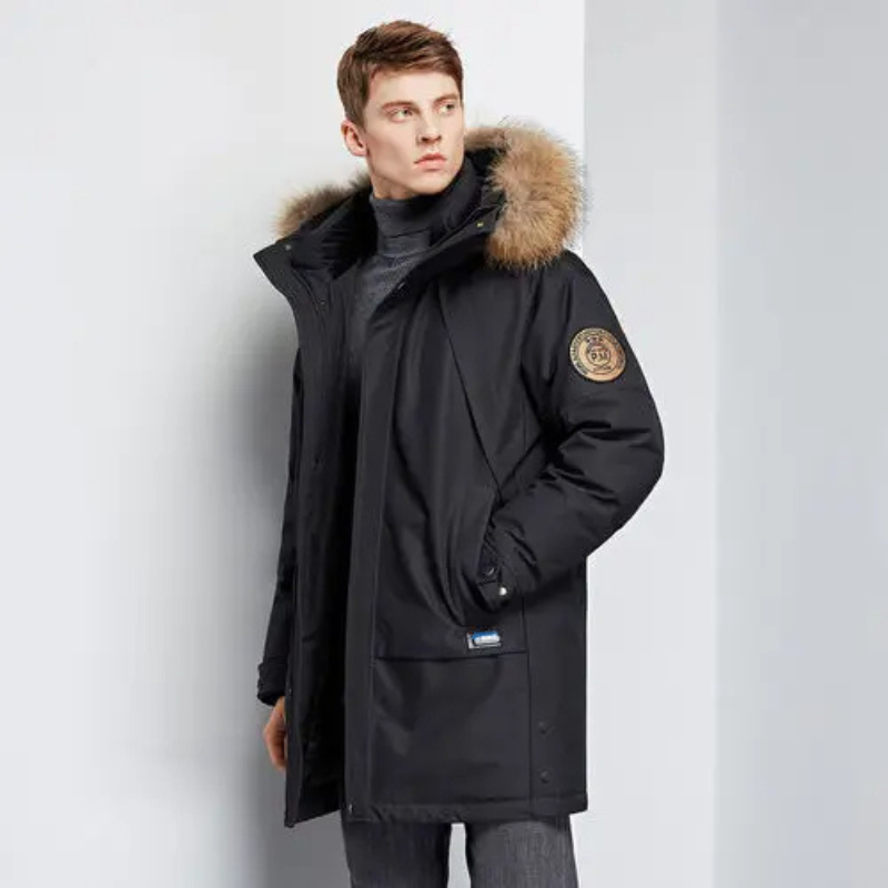 Men’s Parka Jacket – Relaxed Fit – Faux Fur Hood – Windproof Water-Resistant