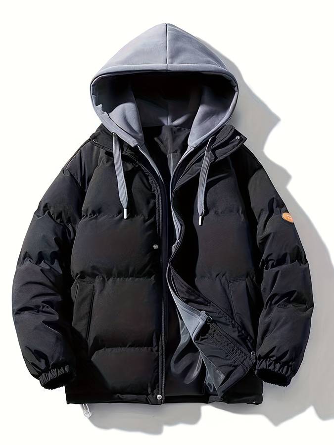Men's Puffer Jacket - Hooded - Quilted Insulated Warmth - Full Zip Lightweight Outerwear