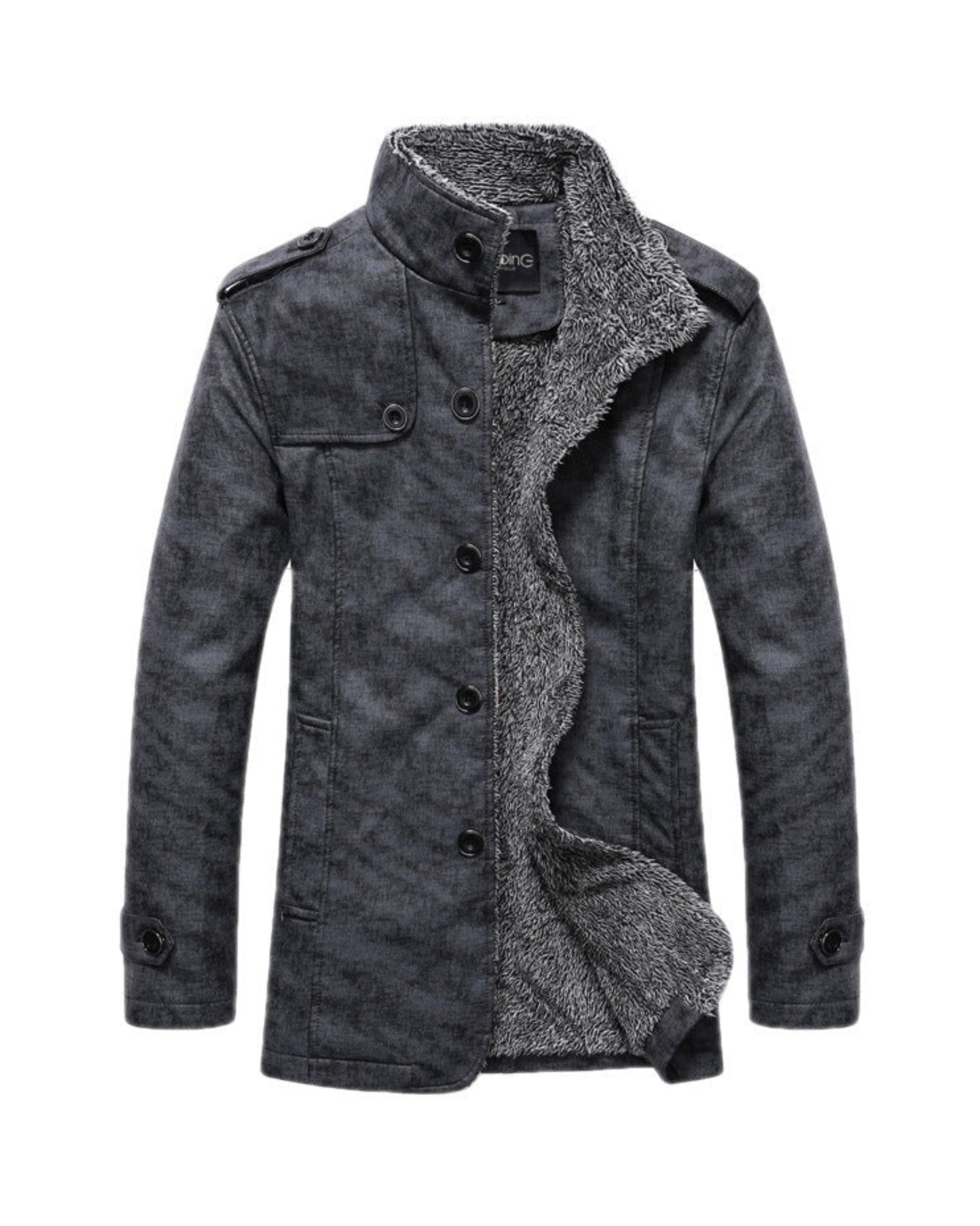 Men’s Jacket – Insulated Structured Fit – Sherpa Lined – Button Front – Hip Length