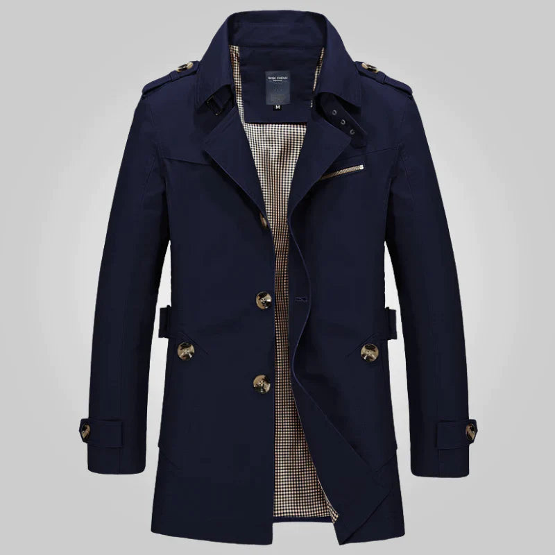 Men’s Trench Coat - Water-Resistant - Double-Breasted - Belted Waist - Classic Fit