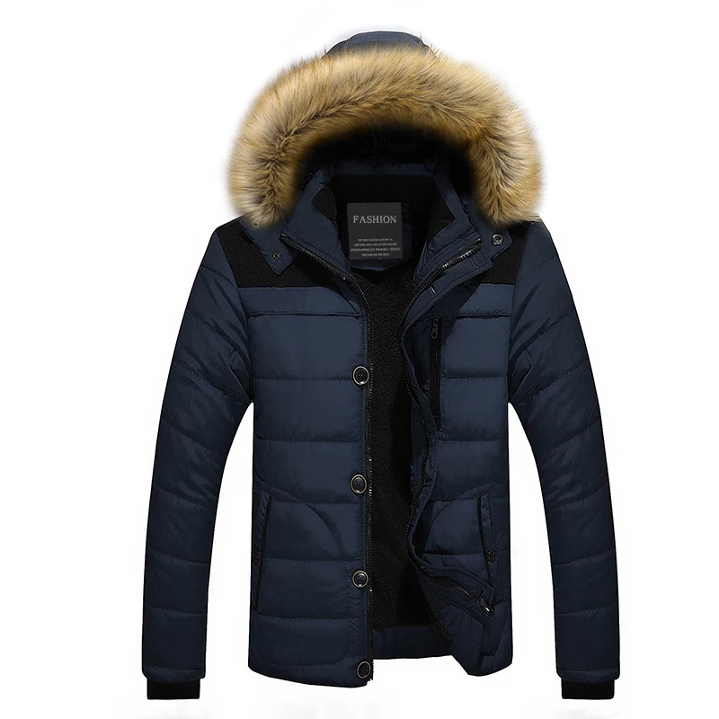 Men’s Parka Jacket – Detachable Fur Hood – Quilted Insulated – Water-Resistant