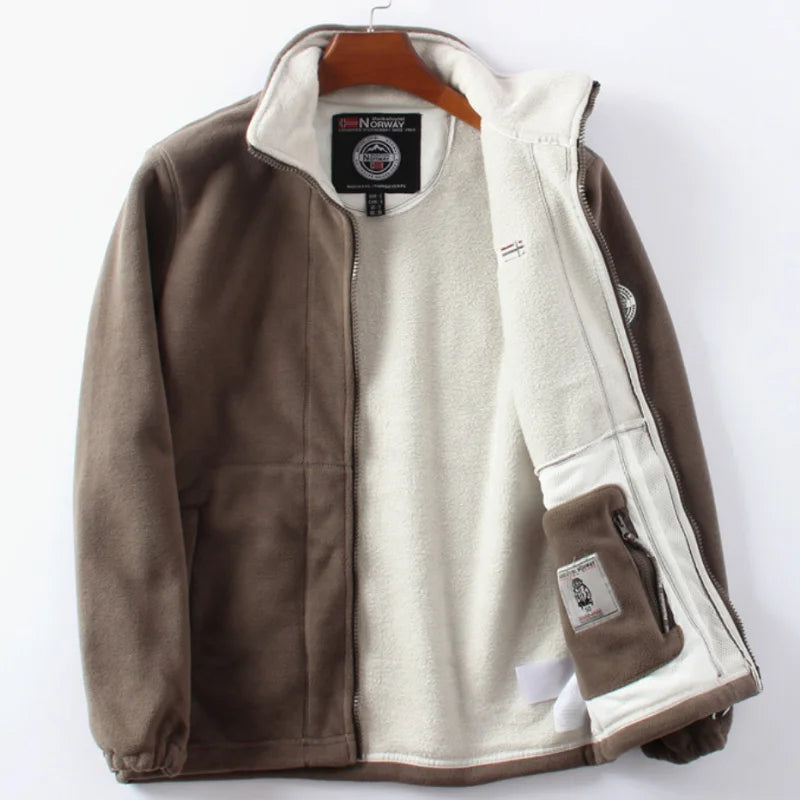 Men’s Outdoor Jacket – Stand-up Collar – Fleece Lined – Regular Fit – Zip Pockets