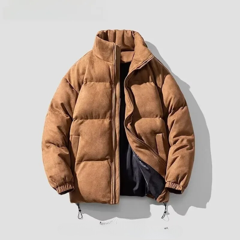 Men’s Puffer Jacket – Oversized Fit – Quilted – Drawstring Hem – High Collar