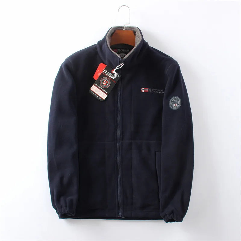 Men’s Outdoor Jacket – Stand-up Collar – Fleece Lined – Regular Fit – Zip Pockets